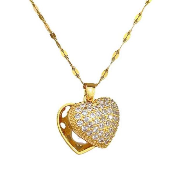 Diamond Love heart Pearl Pendant Necklace