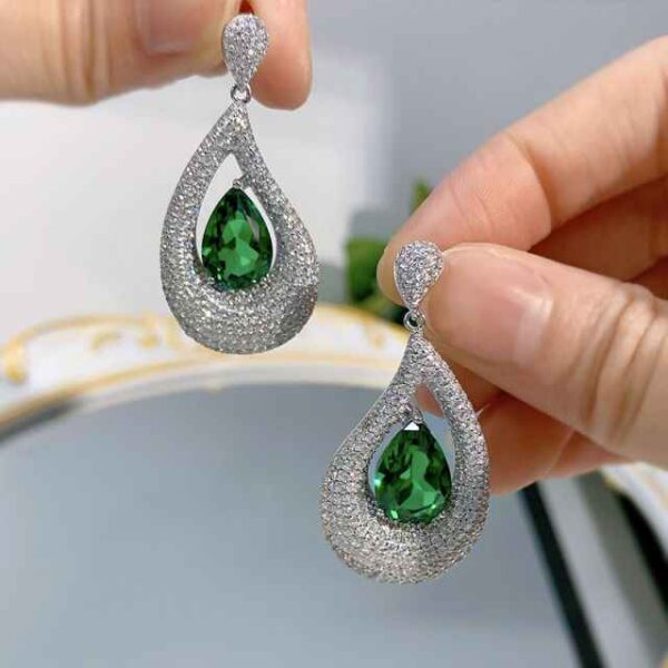 Green Teardrop Pear Shape Earrings