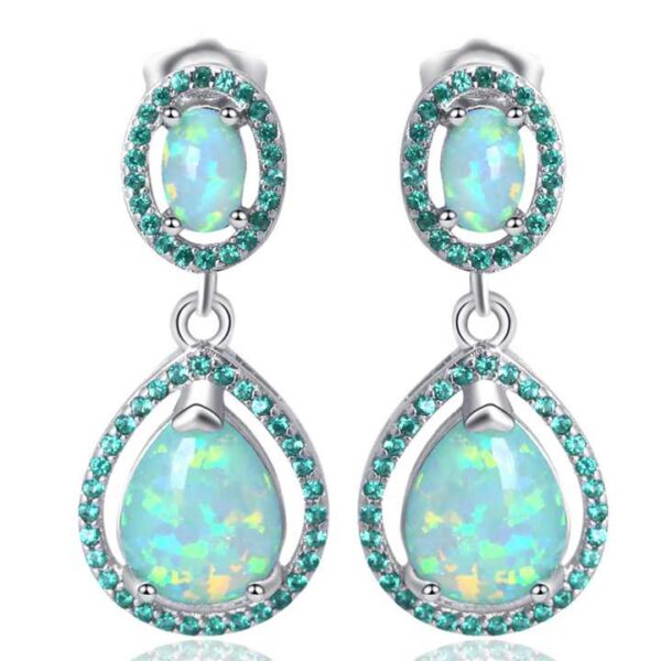 Green Fire Opal Drop Earring