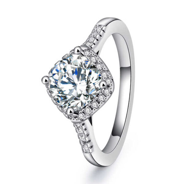 Princess cut simulated diamond silver ring