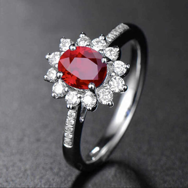 Natural Red Ruby Gemstone 18K Gold Ring